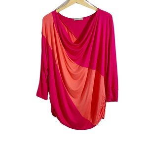 Olivia Moon Shades Of Pink Draped Neckline Top, Plus Size 1X